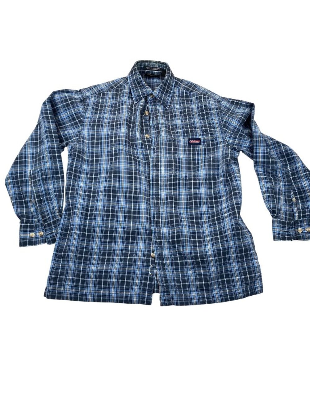 Genuine Dickies Mens Shirt Medium Plaid Button-Up Long Sleeve Western Casual